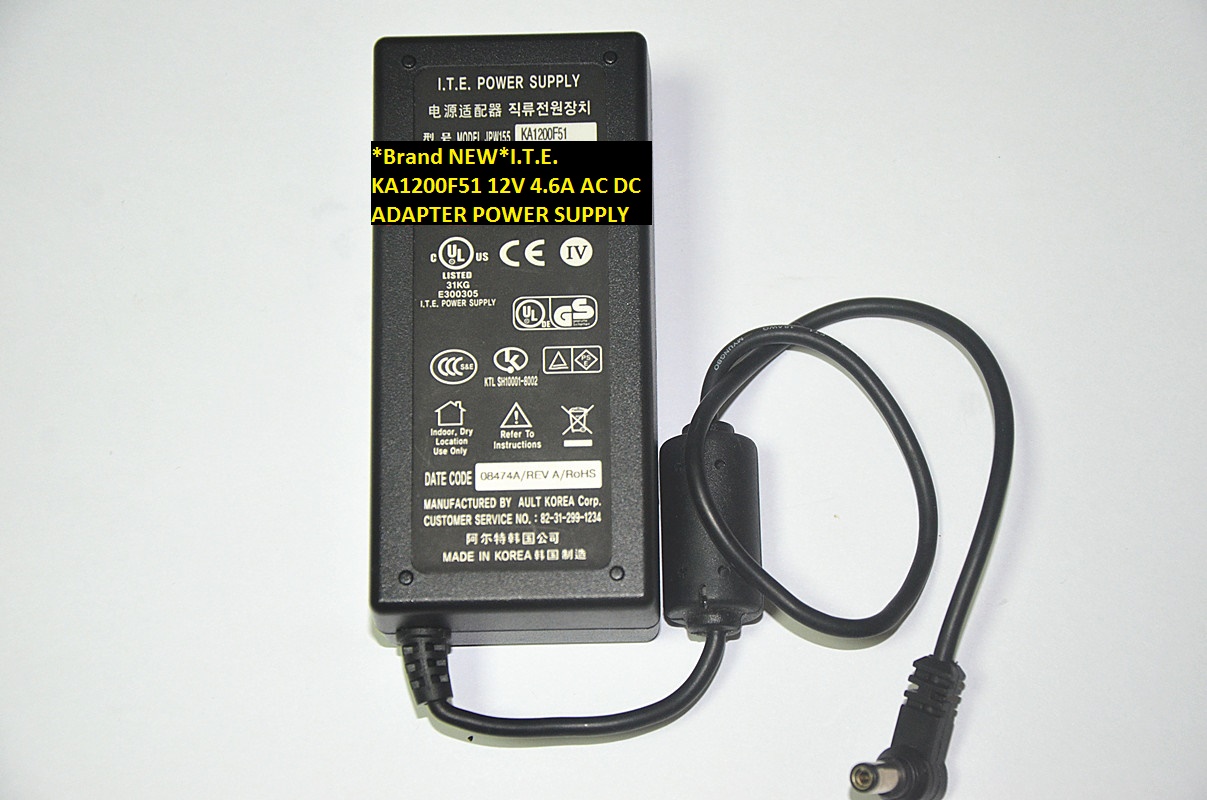 *Brand NEW I.T.E. * 12V 4.6A KA1200F51 AC DC ADAPTER POWER SUPPLY